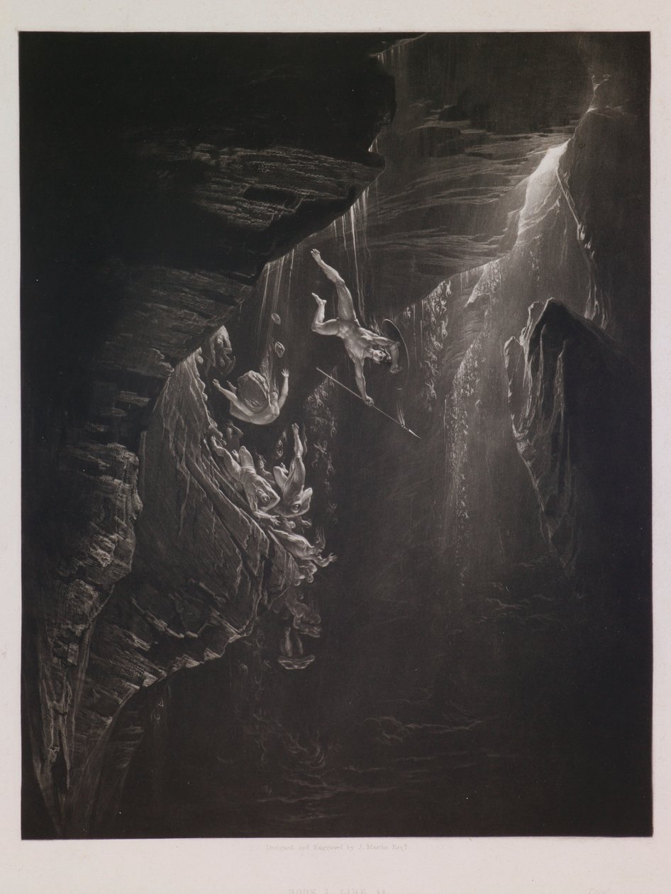La Caída de los Ángeles Rebeldes, ilustración para “Paradise Lost” de John Milton, Libro 1, Línea 44 de John Martin