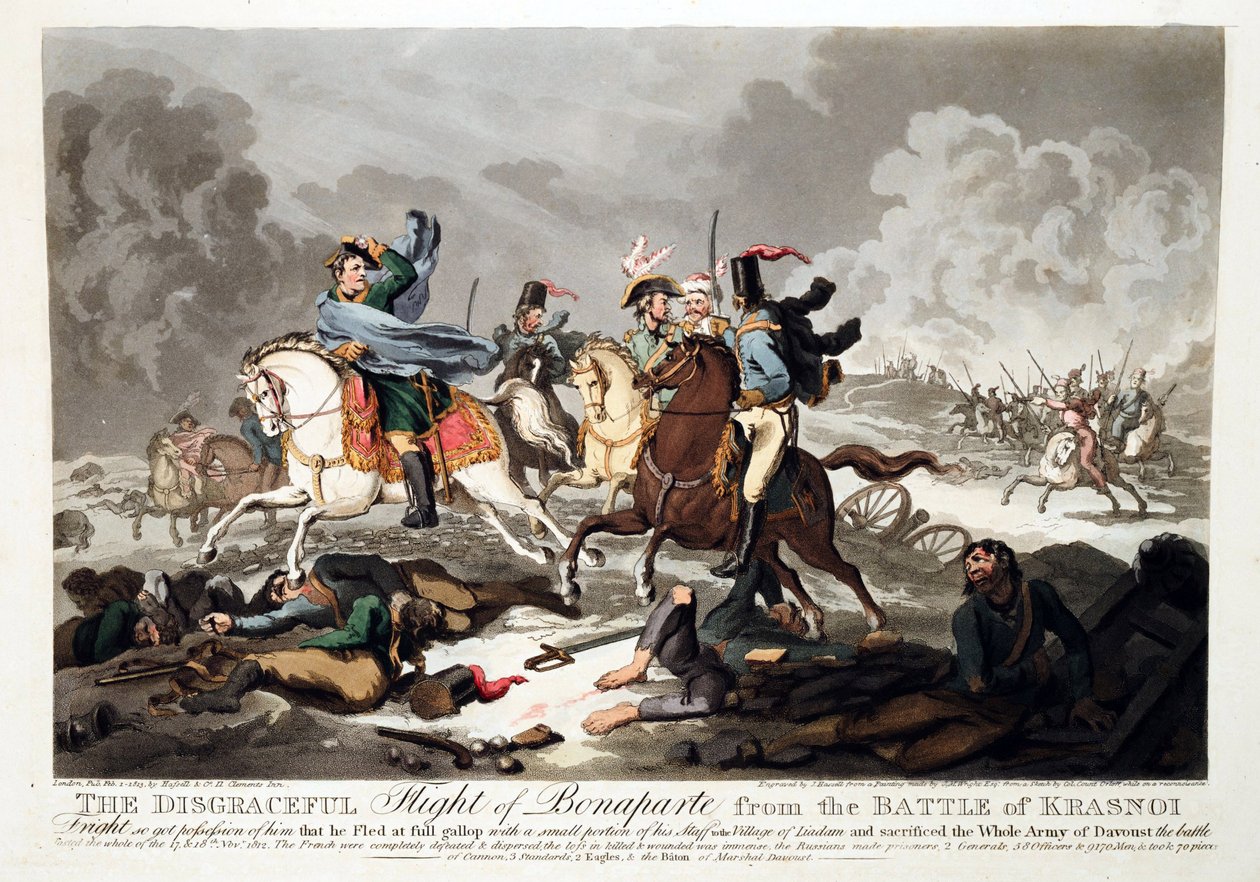 La huida de Bonaparte de la batalla de Krasnoi 1812 de John Massey Wright