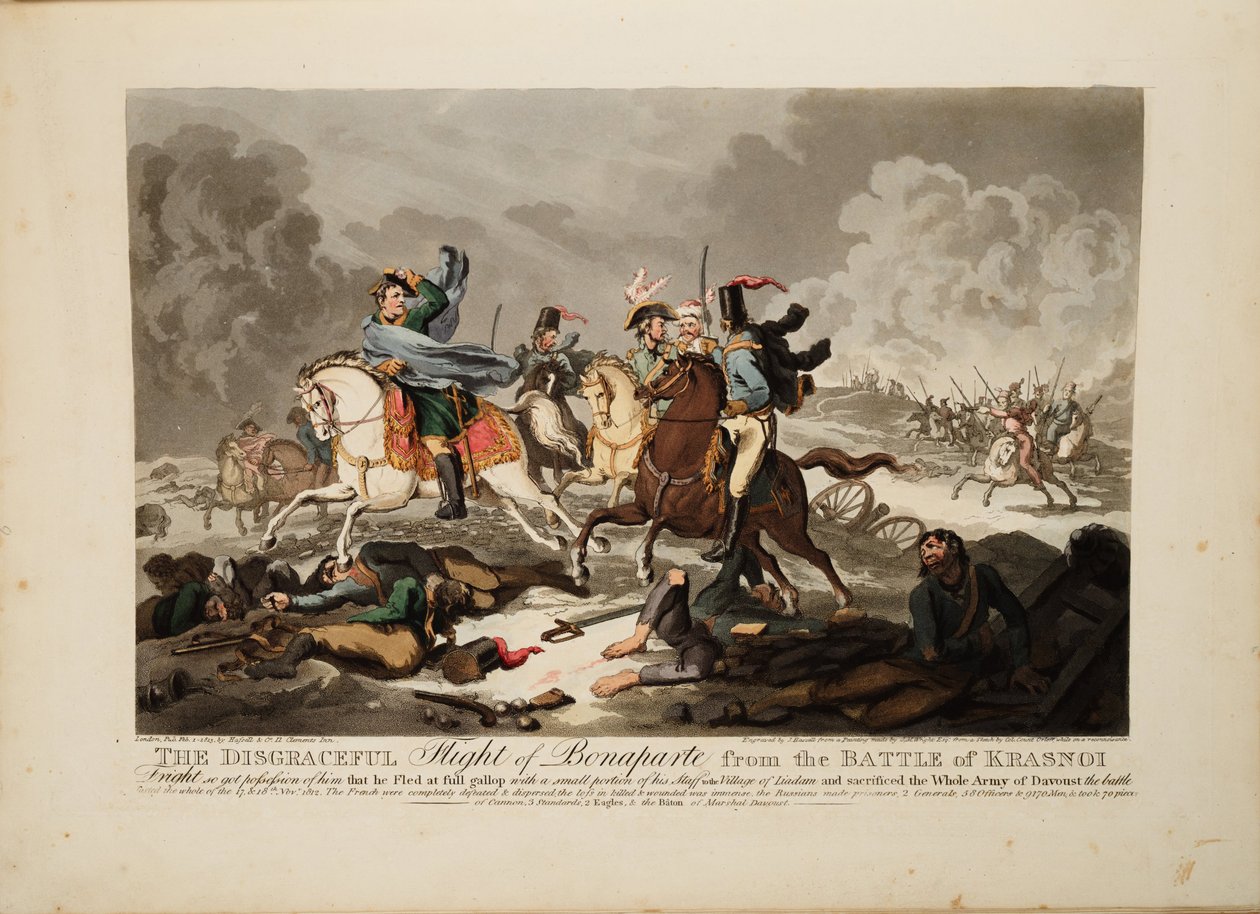 La huida de Bonaparte de la Batalla de Krasnoi, 1814 de John Massey Wright