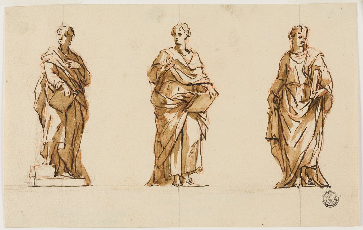 Tres Estudios para la Estatua de John Locke de John Michael Rysbrack