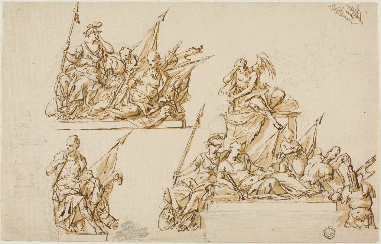 Diseños no ejecutados para el monumento al primer duque de Marlborough de John Michael Rysbrack