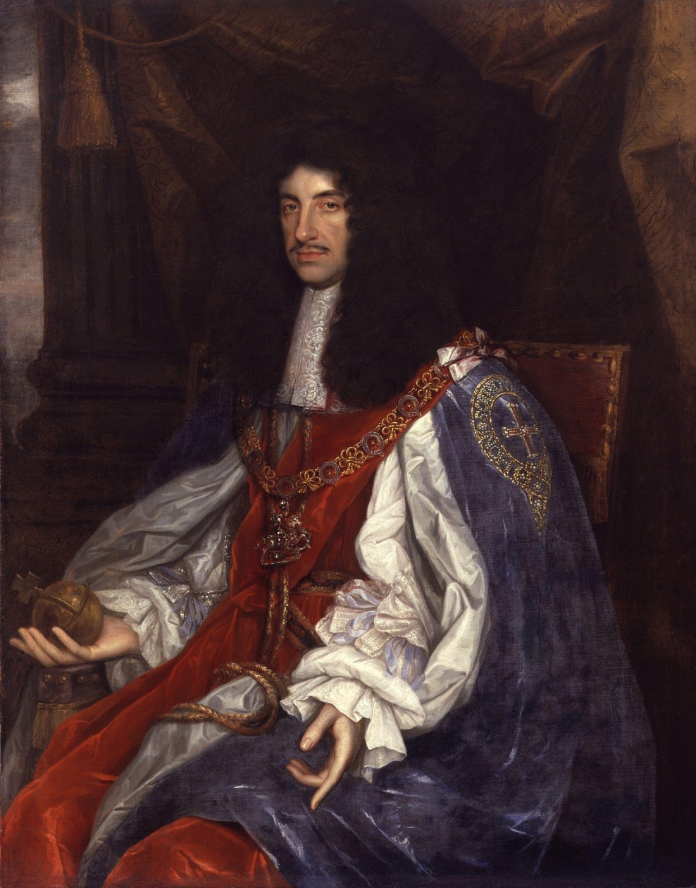 Retrato de Carlos II con túnica de liga de John Michael Wright