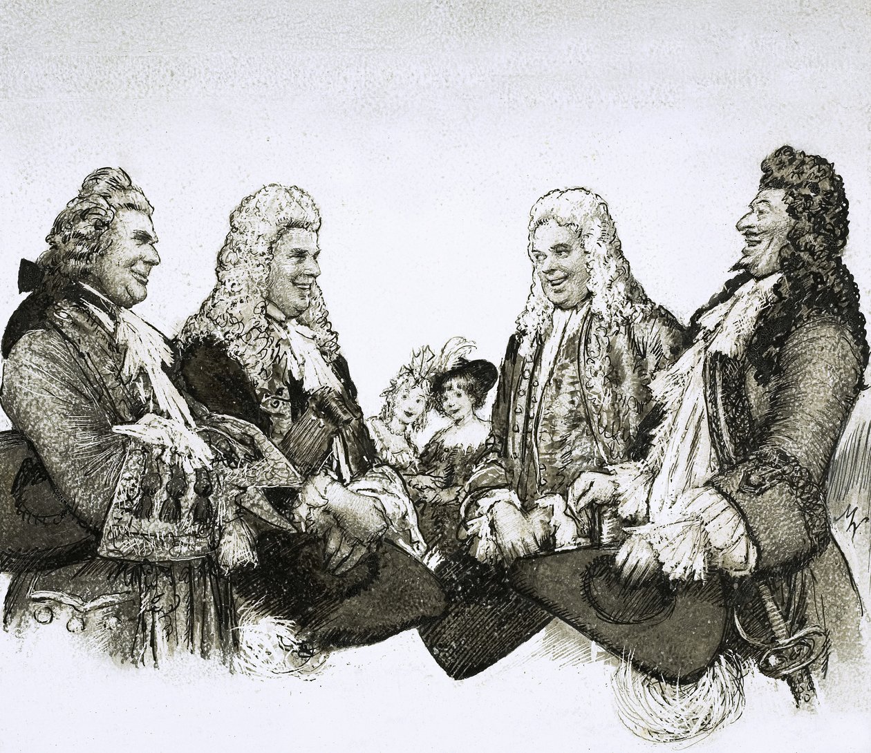 En tiempos de Luis XIV de Francia, los caballeros llevaban inmensas pelucas de John Millar Watt