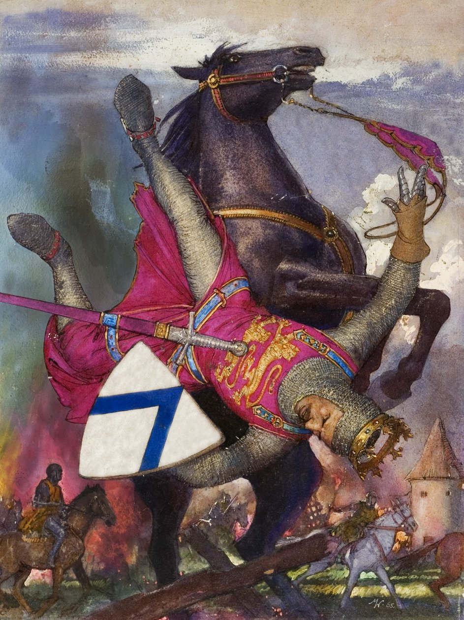 La caída de Guillermo el Conquistador (gouache sobre papel) de John Millar Watt