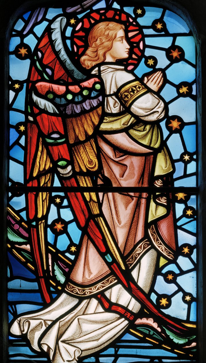 Cuxton, San Miguel, Ventana Este, Lavers & Barraud, John Millner Allen (1827-1902), Ángel de Cristo en Majestad con Santos, c.1865 de John Millner Allen
