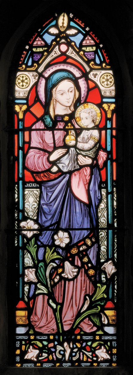 Dover, Santa María en Castro, Lavers & Barraud, John Millner Allen (1827-1902), Madonna y Niño, 1861, adaptado de Gilbert Scott de John Millner Allen