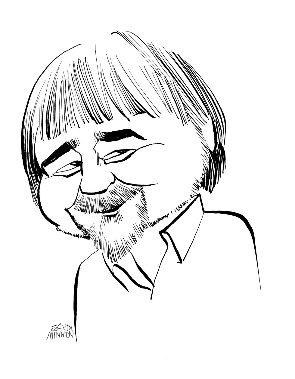 Alan Bleasdale caricatura, dramaturgo de la televisión inglesa: b de John Minnion