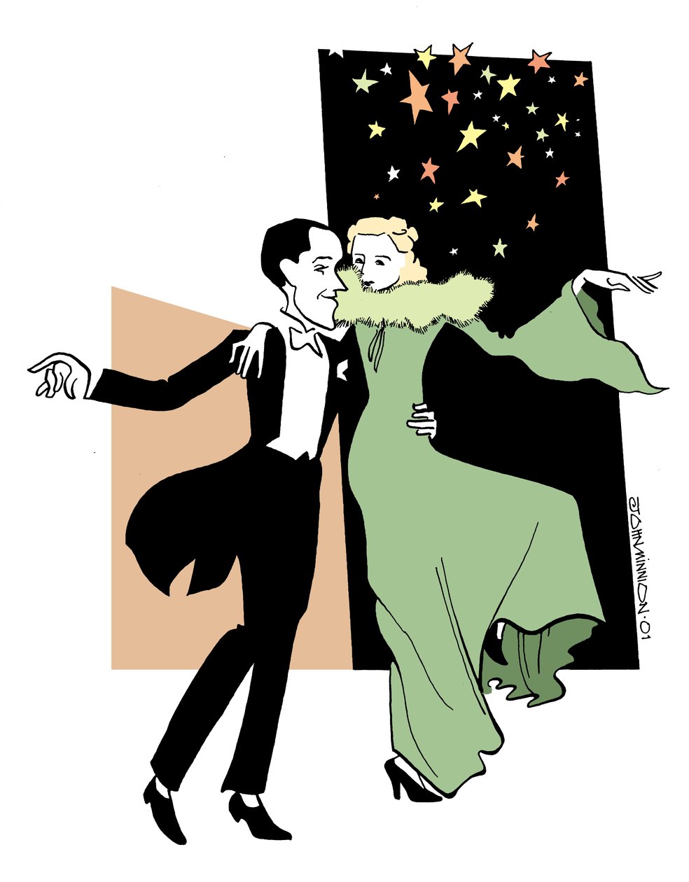 Fred Astaire y Ginger Rogers bailando de John Minnion