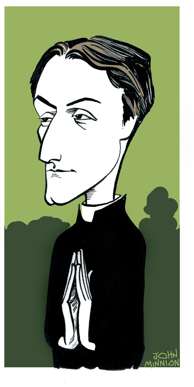 Caricatura de Gerard Manley Hopkins, poeta inglés, católico converso y sacerdote jesuita: 28 de julio de 1844 - 8 de junio de 1889 de John Minnion
