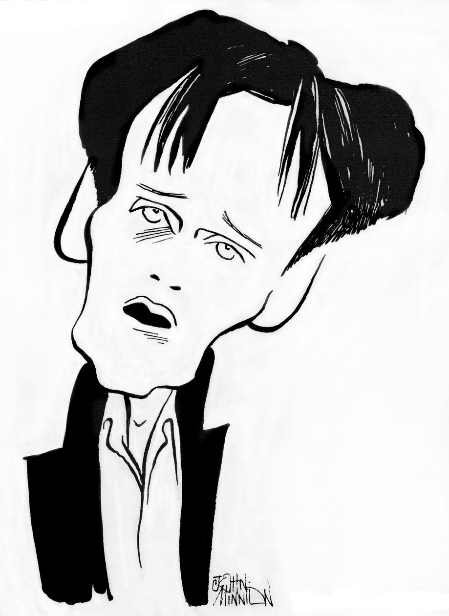 Ian Bostridge - caricatura del cantante de ópera inglés, b de John Minnion