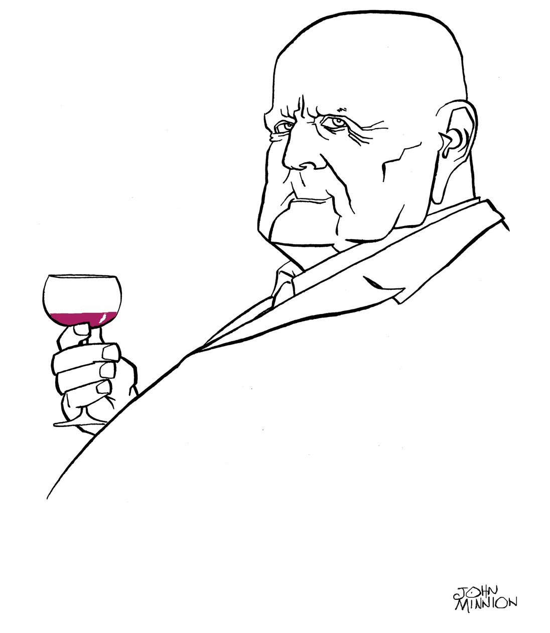 Jean Sibelius como anciano con copa de vino de John Minnion