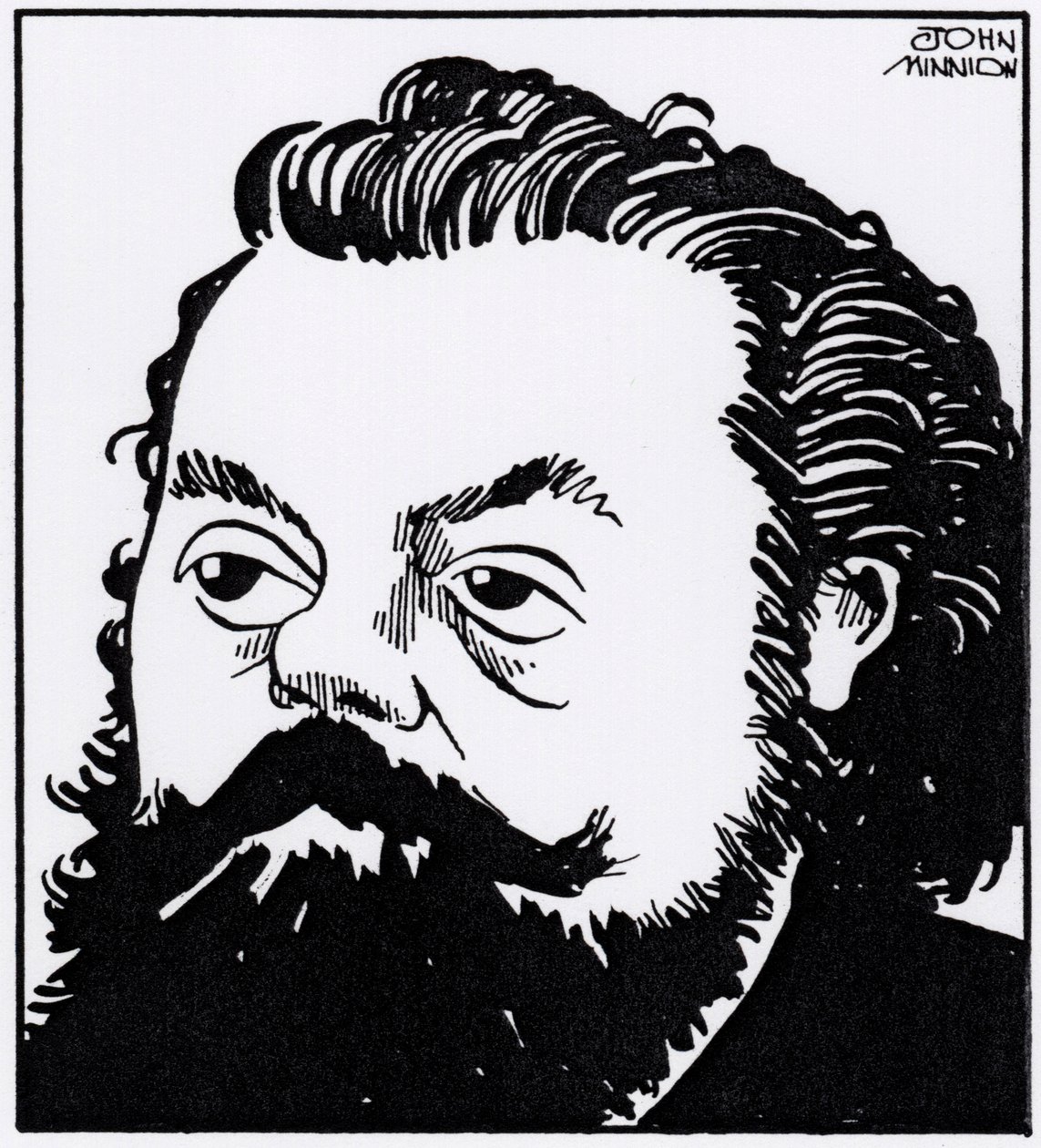 Modest Petrovich Mussorgsky, retrato caricaturesco de John Minnion