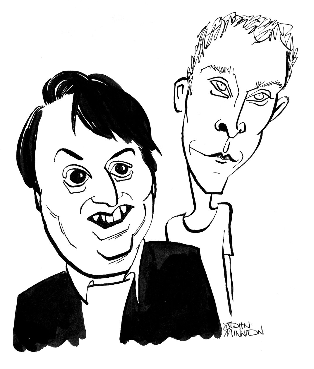 Robert Webb y David Mitchell - caricatura de John Minnion de John Minnion