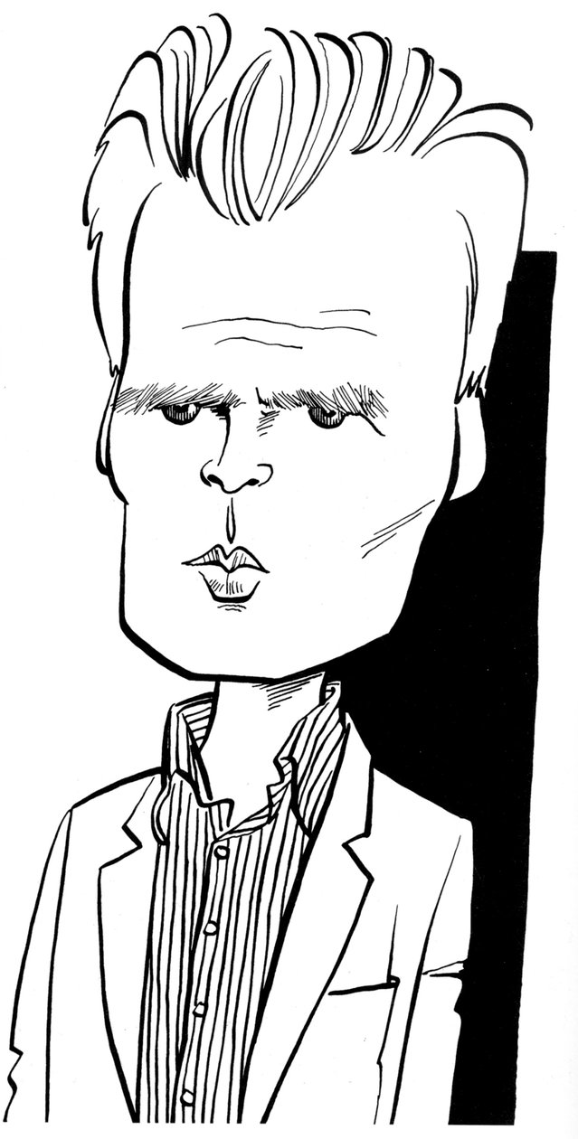 Robin Holloway, caricatura de John Minnion Compositor inglés de John Minnion