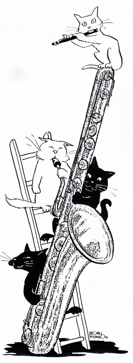 Saxofón y flauta (dibujo) de John Minnion