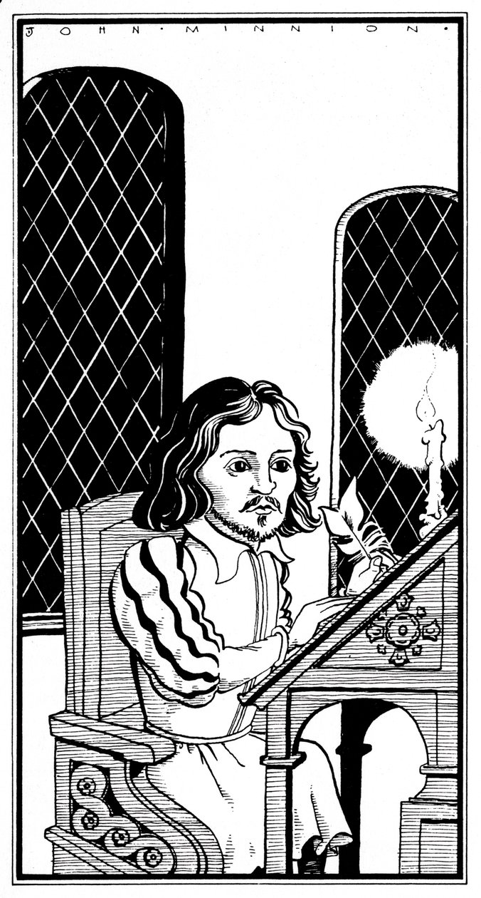 Thomas Tallis - caricatura sentado en su escritorio - compositor inglés - 30 de enero de 1505 - 23 de noviembre de 1585 de John Minnion