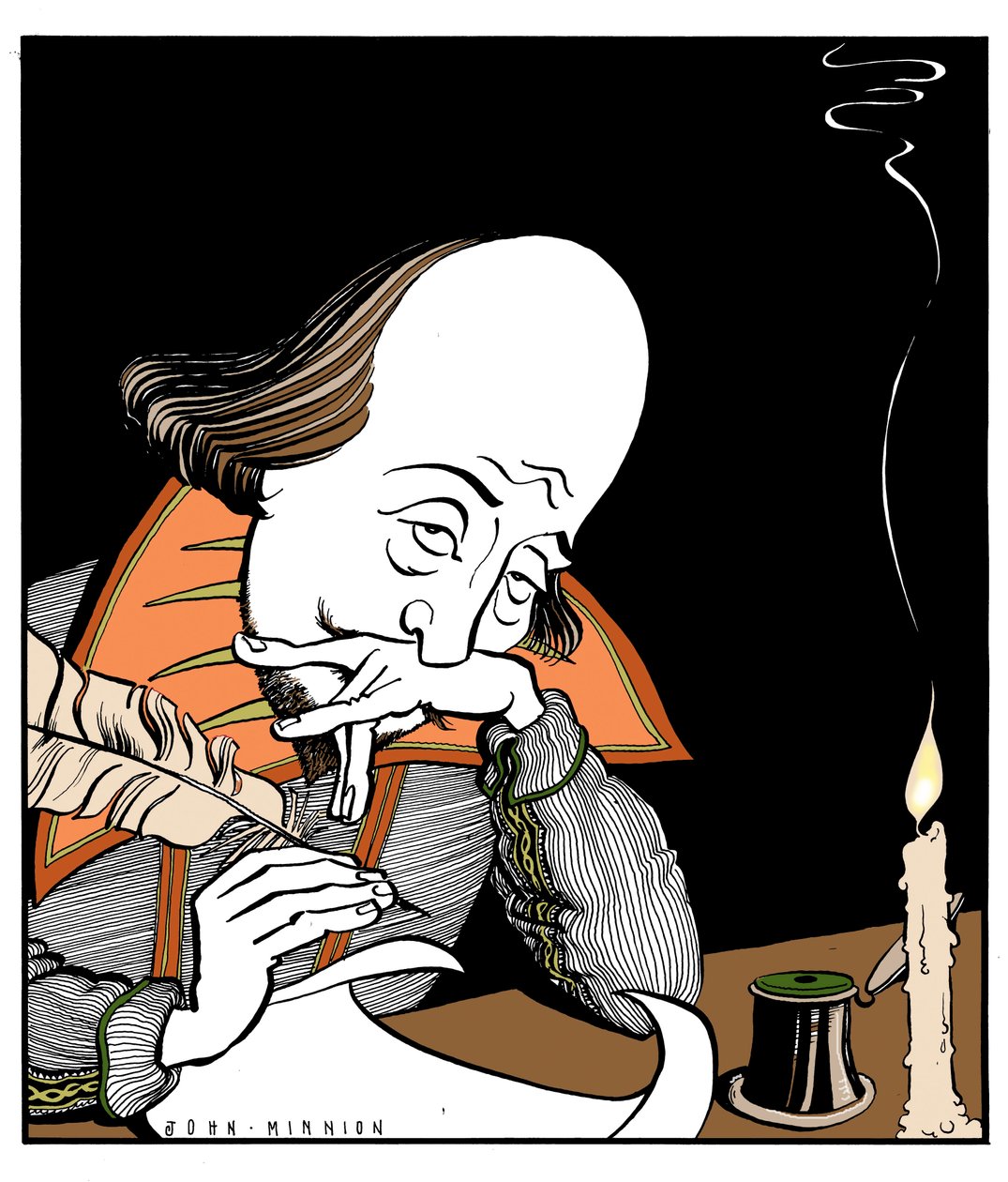 William Shakespeare escribiendo una obra de John Minnion de John Minnion