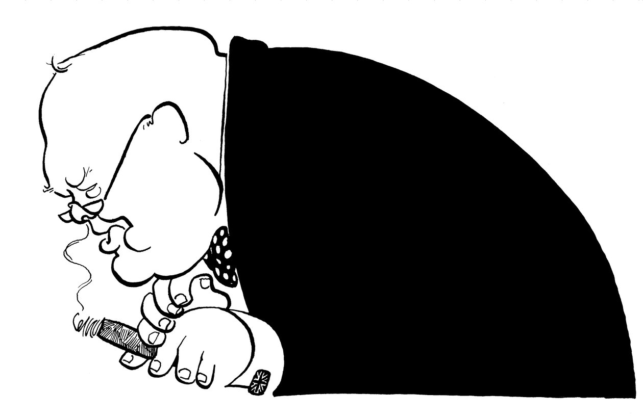 Caricatura de Winston Churchill, político británico, fue Primer Ministro del Reino Unido de 1940 a 1945. de John Minnion