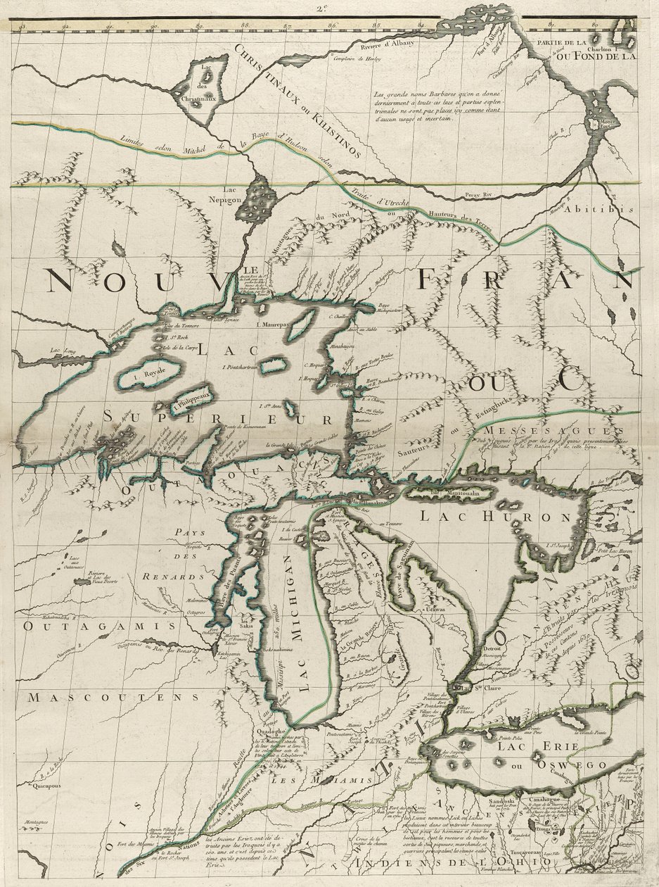 Mapa de los dominios británicos y franceses en América, 1756 de John Mitchell