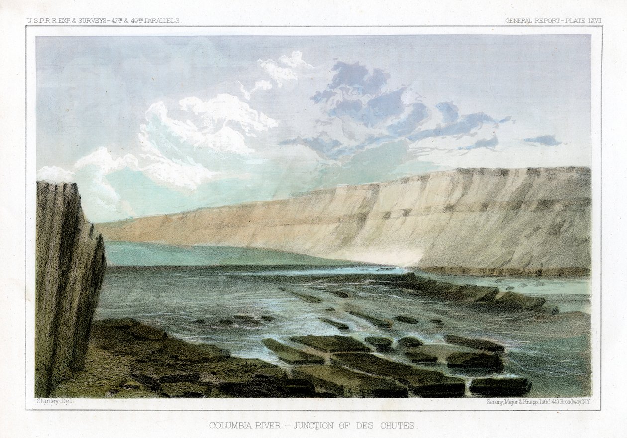 Río Columbia, Unión de los Des Chutes, 1856 de John Mix Stanley