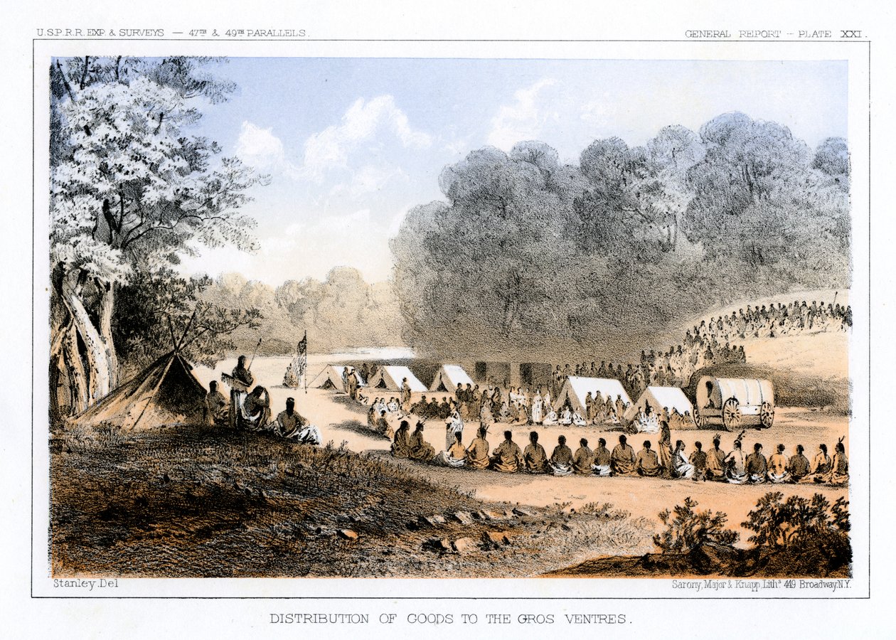 Distribución de bienes a los Gros Ventres 26 de agosto de 1853 1856 de John Mix Stanley
