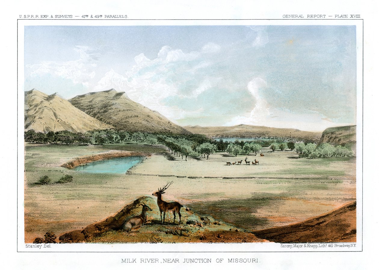 Río Milk, cerca de la confluencia con el Missouri, 1856 de John Mix Stanley