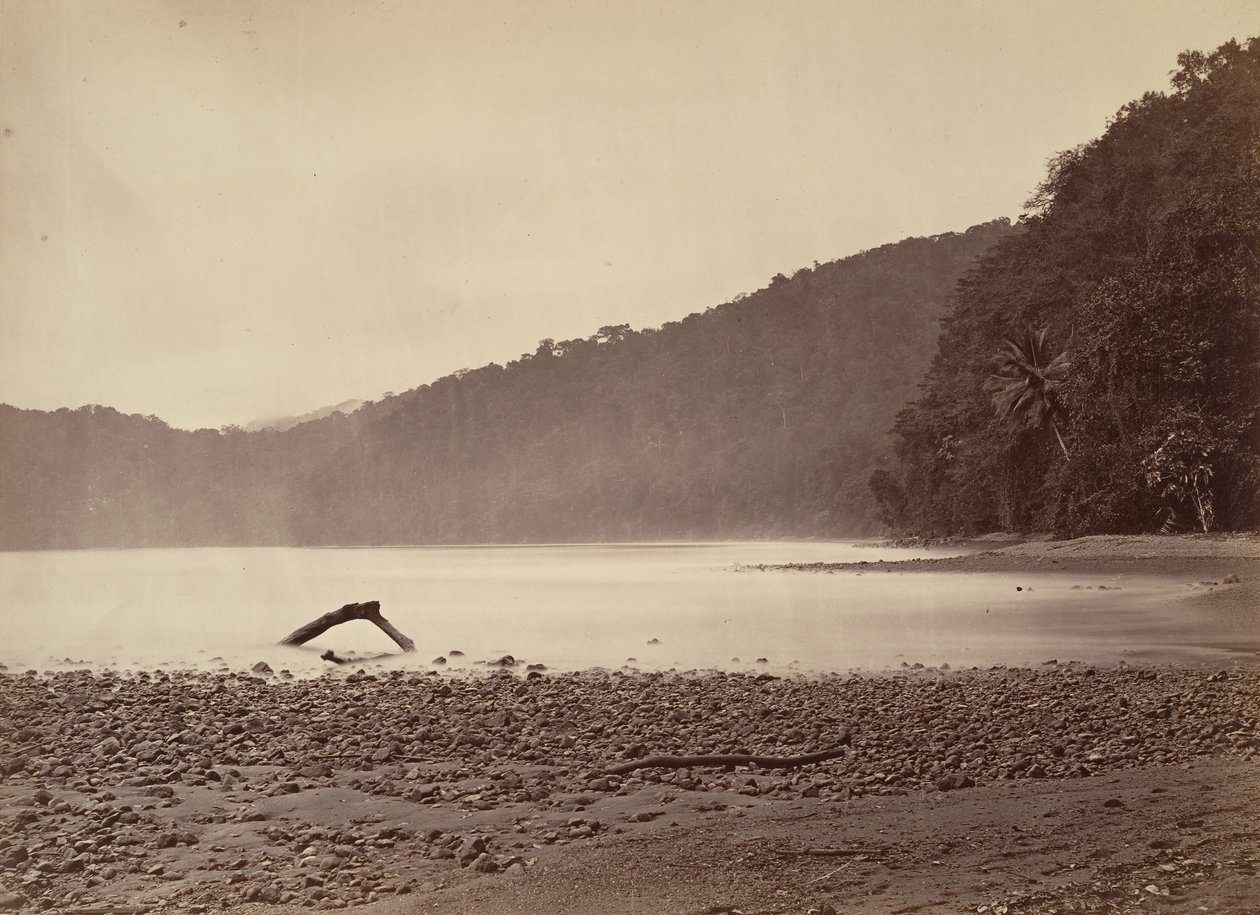Paisaje tropical, el término del canal propuesto, Bahía Limón, 1871 de John Moran