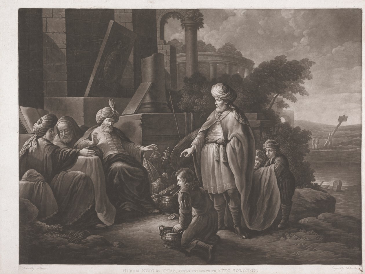 Hiram, rey de Tiro, envía regalos al rey Salomón de John Murphy
