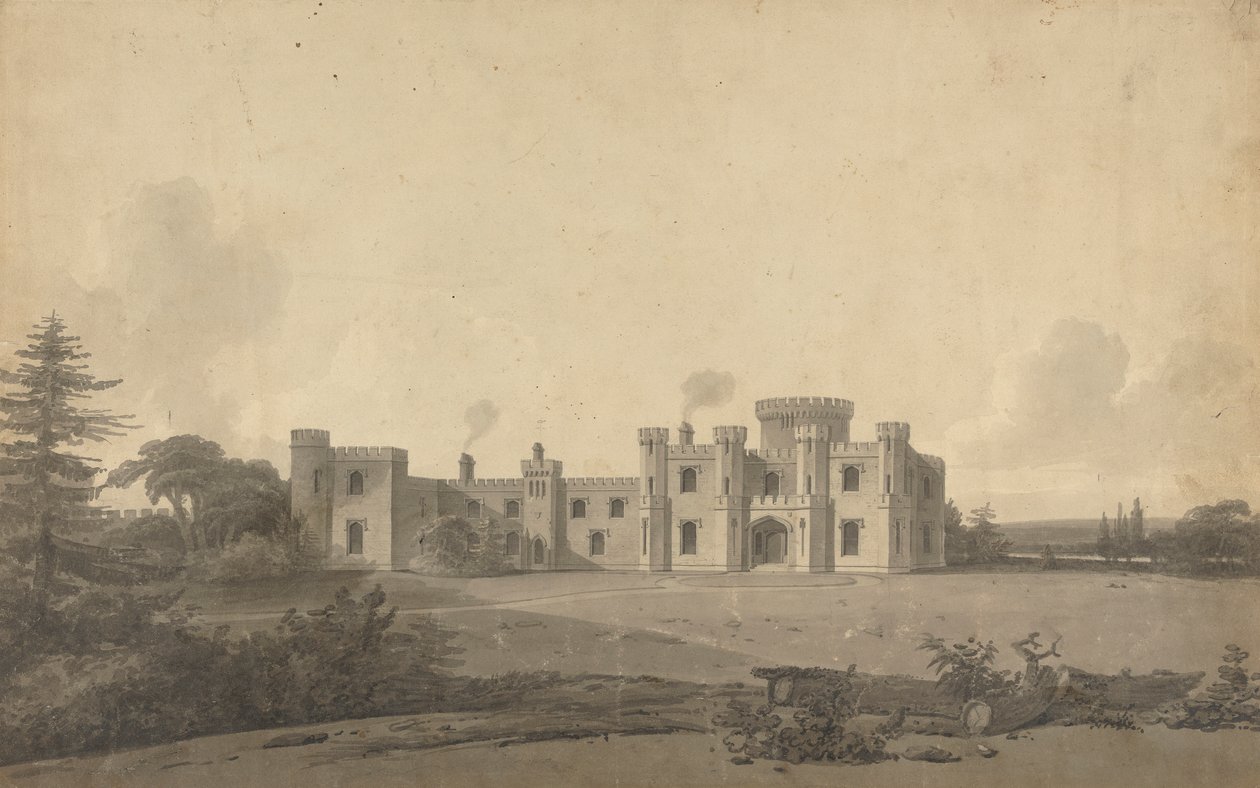 Diseño para el castillo de Knepp, Sussex: Perspectiva de John Nash