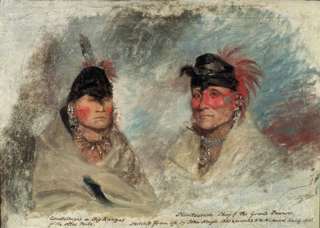 Gran Kansas, o Caussetongua, y Sharitarishe, Jefe de los Pawnees Grandes, 1821 de John Neagle