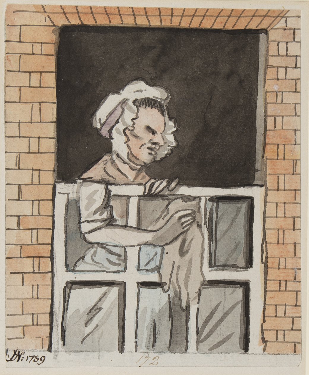 Sirvienta limpiando la ventana, 1789 de John Nixon