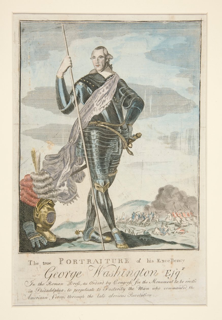 El verdadero retrato de Su Excelencia George Washington Esqr. en el vestido romano de John Norman