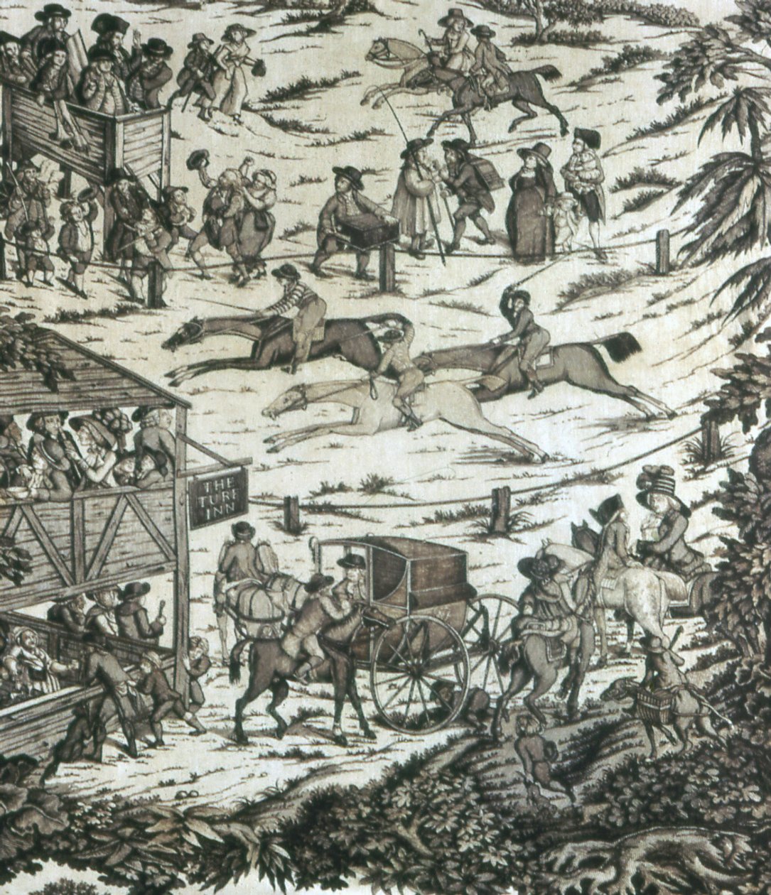 Carreras de caballos en el Turf Inn (Amueblar tela) de John Nost Sartorius