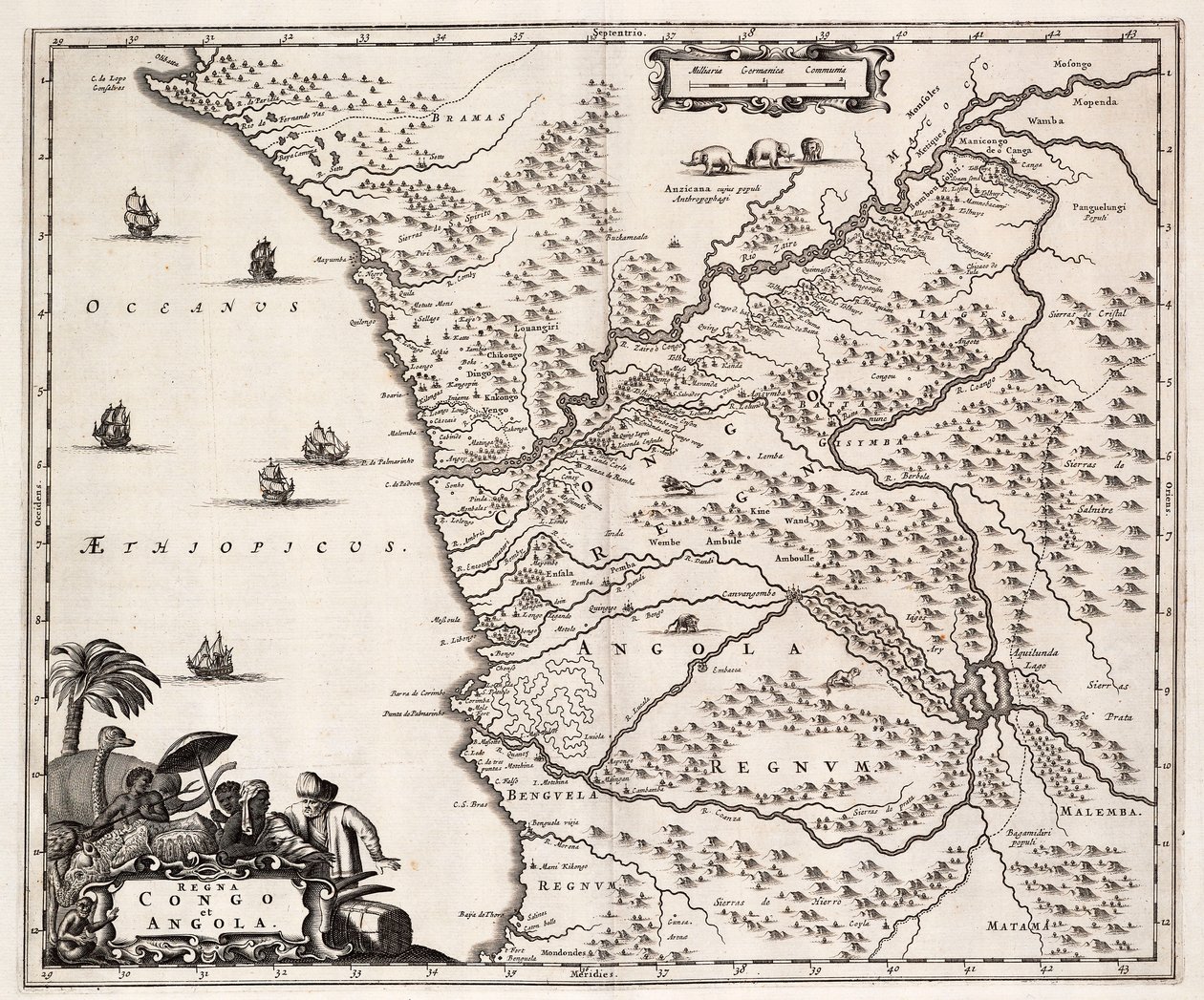 Carta del Congo y Angola, África de John Ogilby