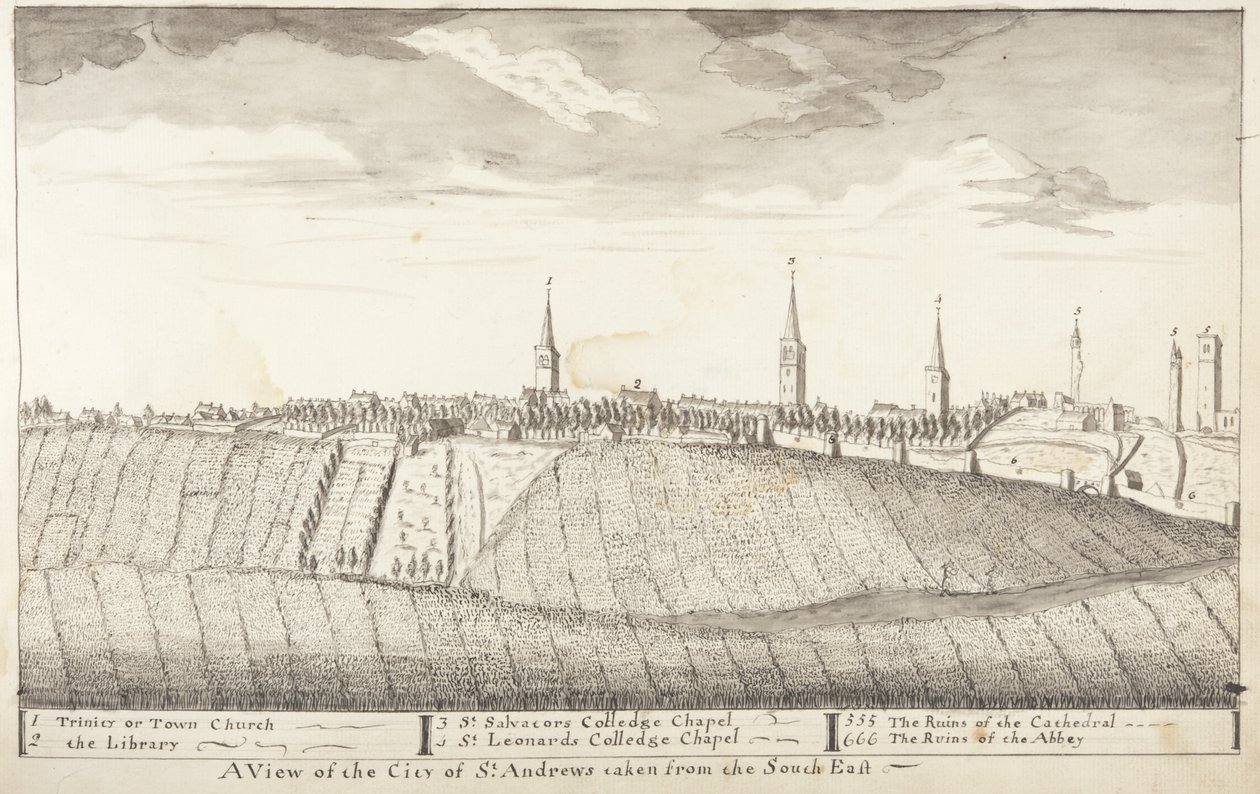 St Andrews Delineado - Vista de la ciudad de St Andrews desde el sureste de John Oliphant