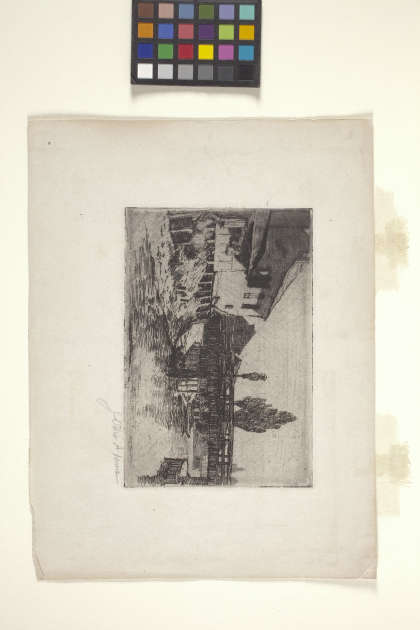 Granero bávaro y pajar (aguafuerte) de John Otis Adams