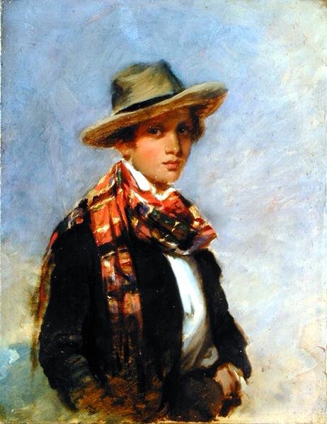 Retrato de un joven con bufanda de tartán de John Phillip