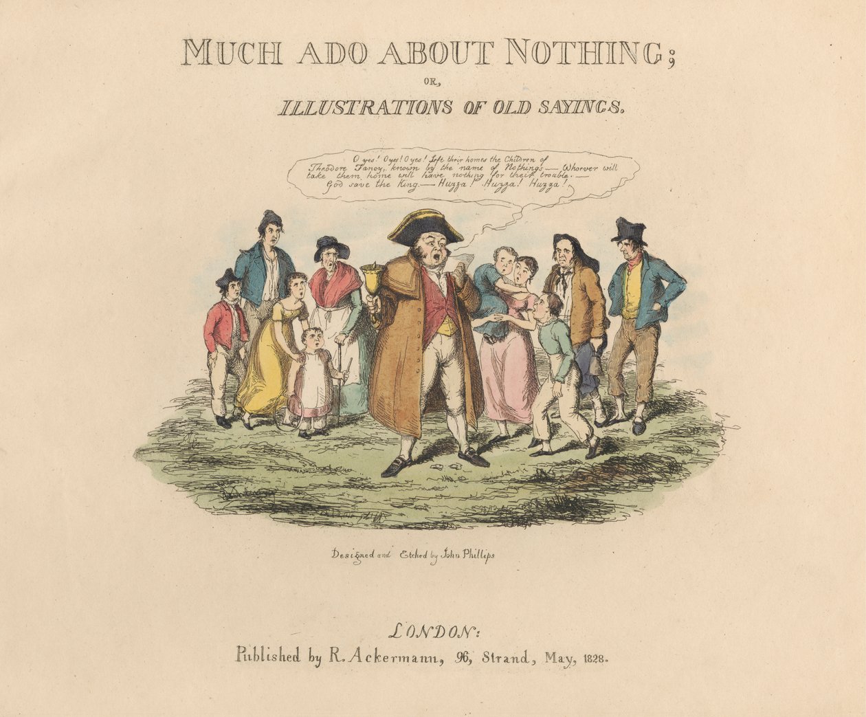 Uno de un juego de cuatro: Mucho ruido y pocas nueces o Ilustraciones de refranes antiguos de John Phillips