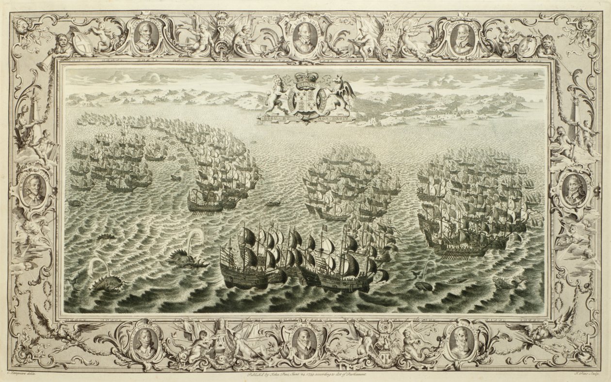 Armada (grabado de un tapiz), 1739 de John Pine