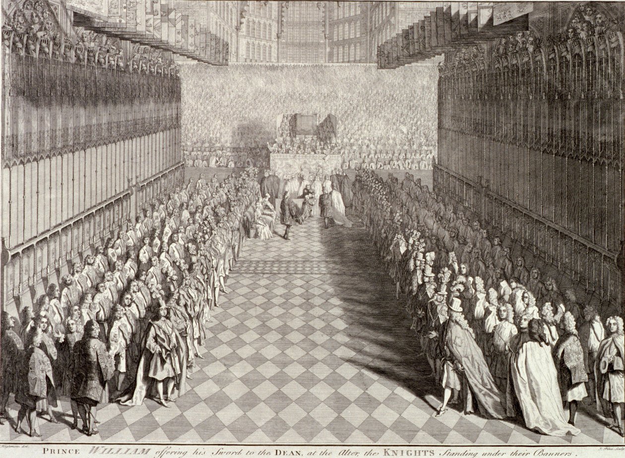 Coronación de Guillermo III en la Abadía de Westminster, Londres, 1689, c. 1689 de John Pine