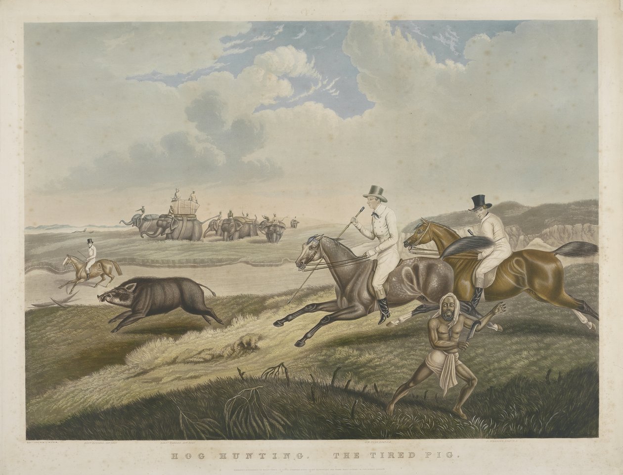 Caza de jabalíes: El cerdo cansado, grabado por S.W. Fores (1785-1825) c.1840 de John Platt