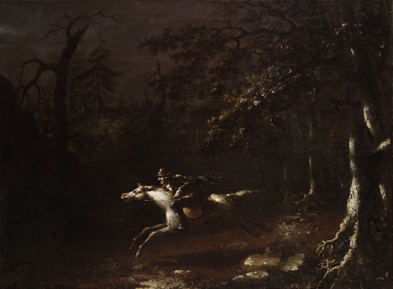 Ichabod Crane volando del jinete sin cabeza de John Quidor
