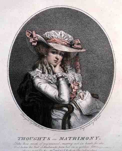 Pensamientos sobre el Matrimonio, grabado por William Ward (1766-1826), pub. por el artista de John Raphael (after) Smith