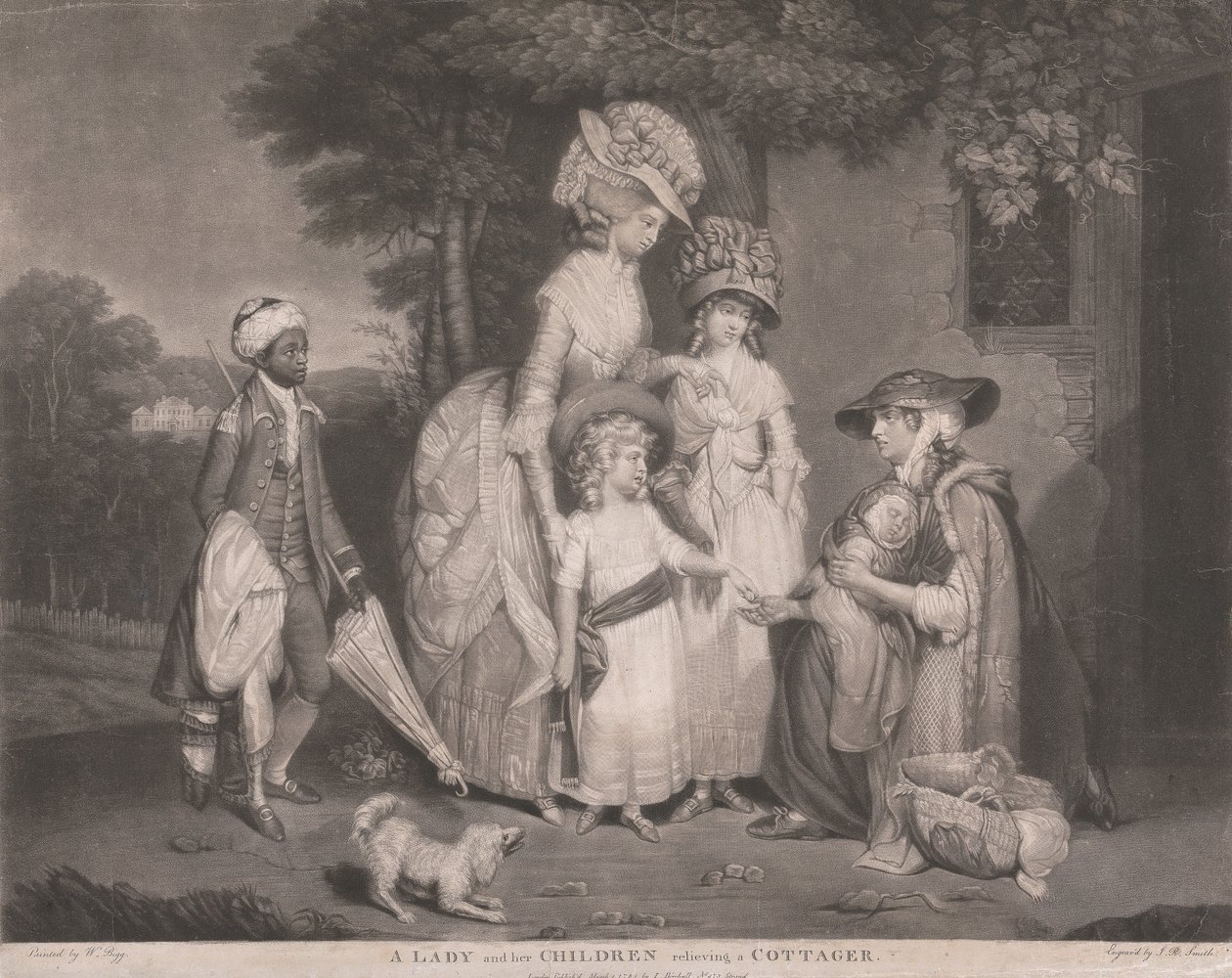 Una dama y sus hijos socorriendo a una aldeana de John Raphael Smith