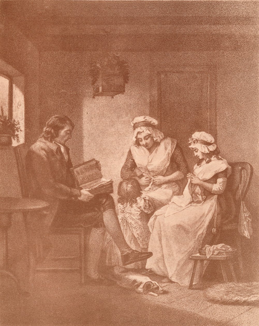 Felicidad doméstica, Laetitia con sus padres, 1789 de John Raphael Smith