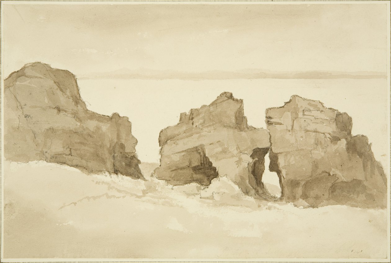 Rocas en el lado norte de Flat Holm [Castle Rock] de John Reverend Eden
