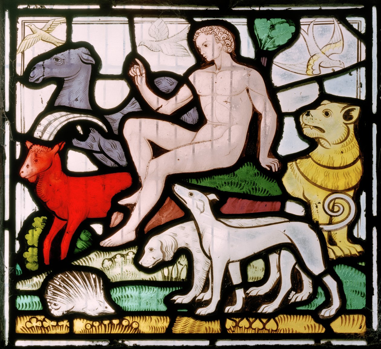 Daylesford, San Pedro, Clayton & Bell, John Richard Clayton (1827-1913), Adán entre los animales, Ventana de la Creación, c.1860 de John Richard Clayton
