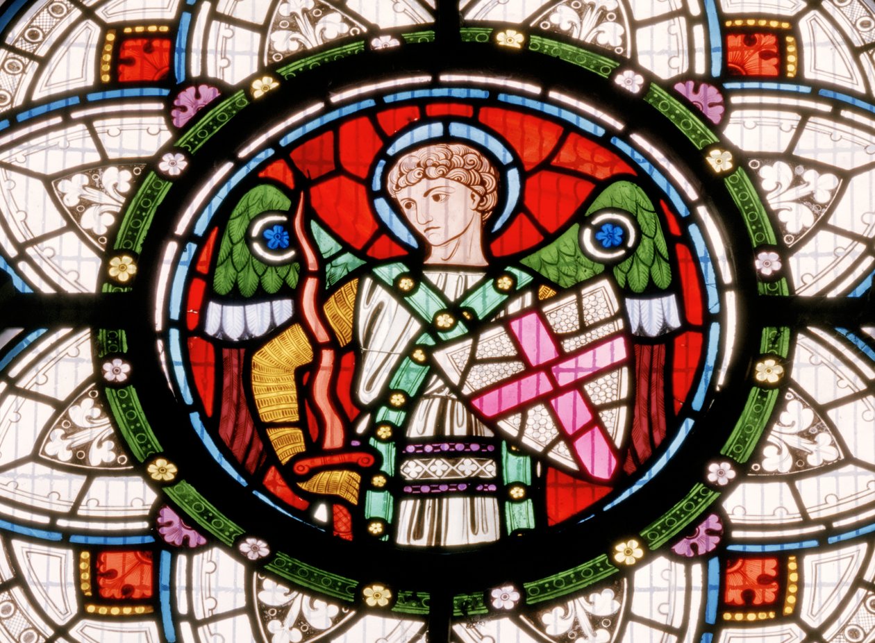 Denstone, Clayton & Bell, John Richard Clayton (1827-1913), Ángel con escudo, c.1861 de John Richard Clayton