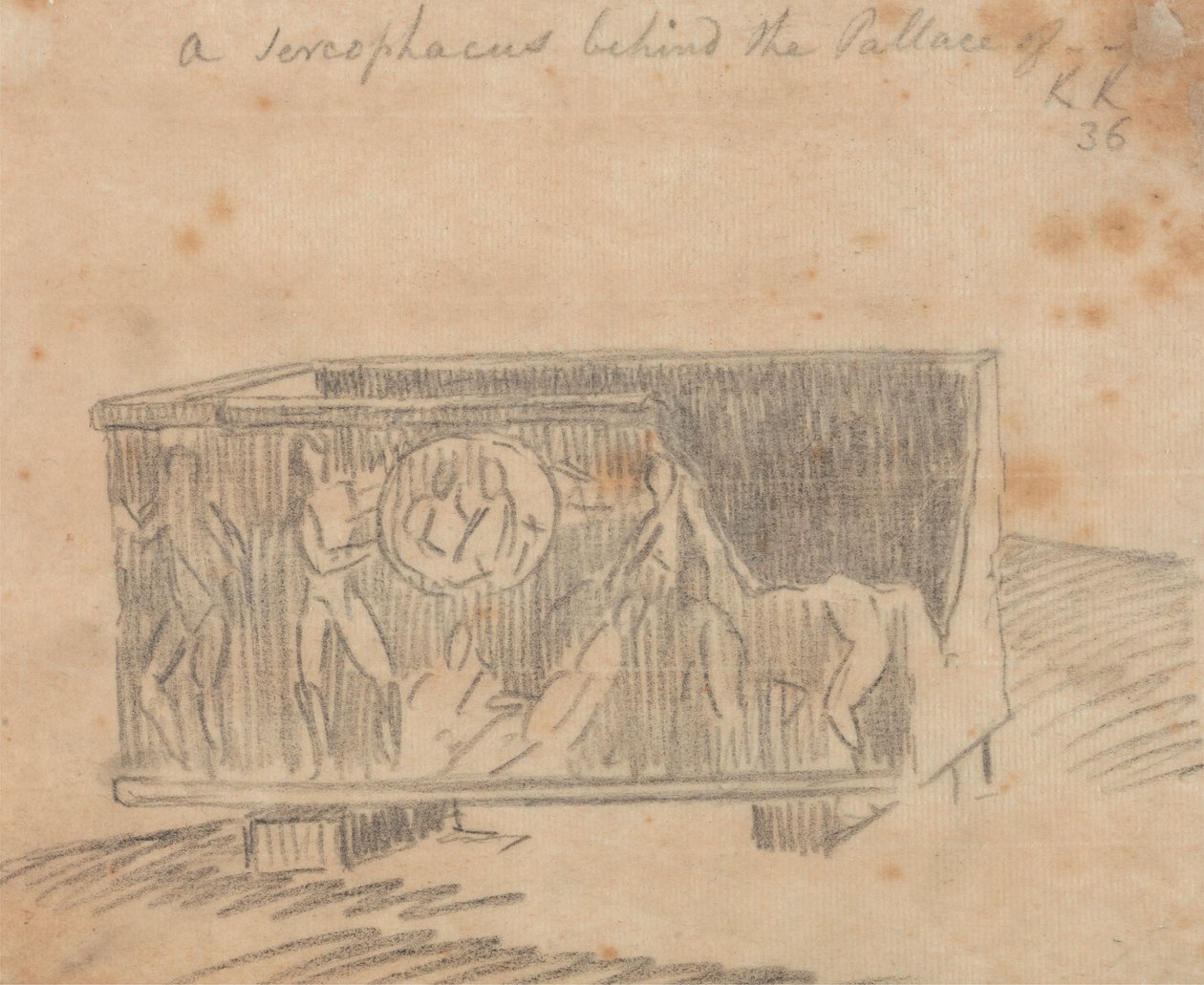 Un sarcófago detrás del palacio de John Robert Cozens