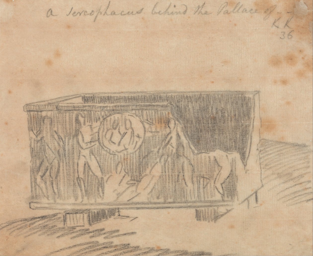 Un sarcófago detrás del palacio de John Robert Cozens